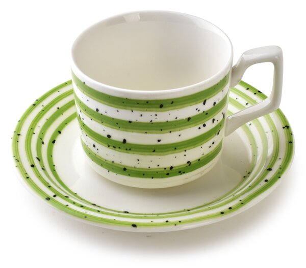 Porcelánový šálek s podšálkem Joy Green 210 ml sada 6ks