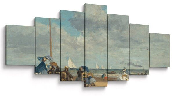 Obraz - Eugène Boudin, Beach at Trouville, reprodukce (210x100 cm)