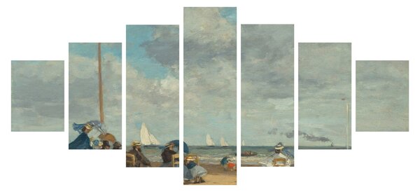 Obraz - Eugène Boudin, Beach at Trouville, reprodukce (210x100 cm)