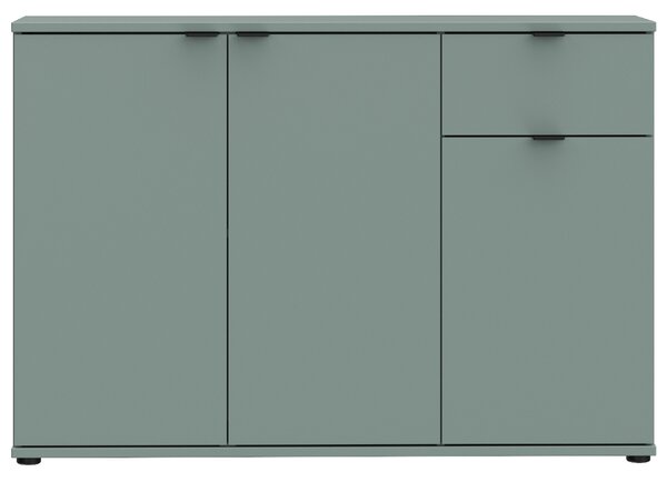 Komoda Casa Dolce ILUSA, šalvějově zelená, 120x34x82 cm, dvě vnitřní skříňky, výklopná dvířka, jedna zásuvka