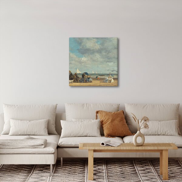 Obraz - Eugène Boudin, Beach at Trouville, reprodukce (30x30 cm)