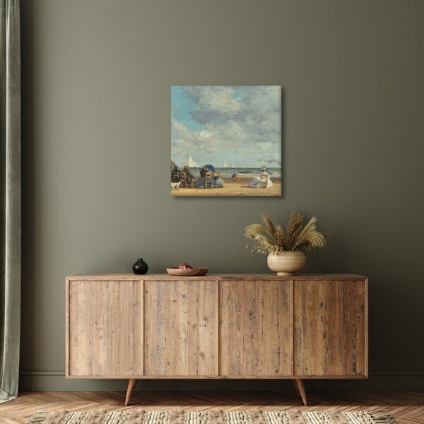 Obraz - Eugène Boudin, Beach at Trouville, reprodukce (30x30 cm)