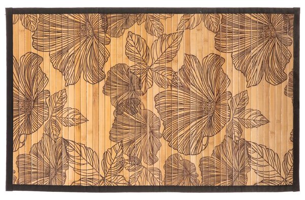 Předložka do koupelny Blackflower, 50x80 cm, černá/hnědá