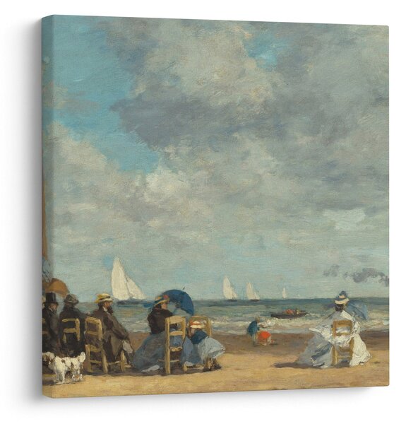 Obraz - Eugène Boudin, Beach at Trouville, reprodukce (30x30 cm)