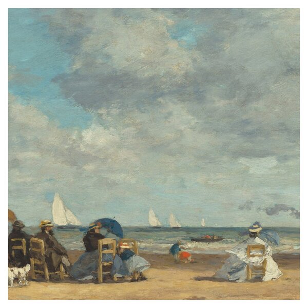 Obraz - Eugène Boudin, Beach at Trouville, reprodukce (30x30 cm)