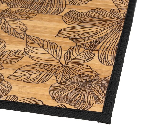 Předložka do koupelny Blackflower, 50x80 cm, černá/hnědá