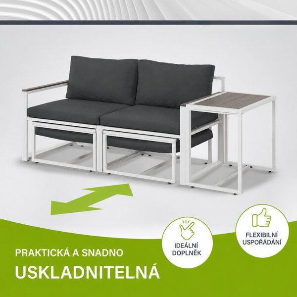 Zahradní lounge sestava se 2 křesly a podnožkami
