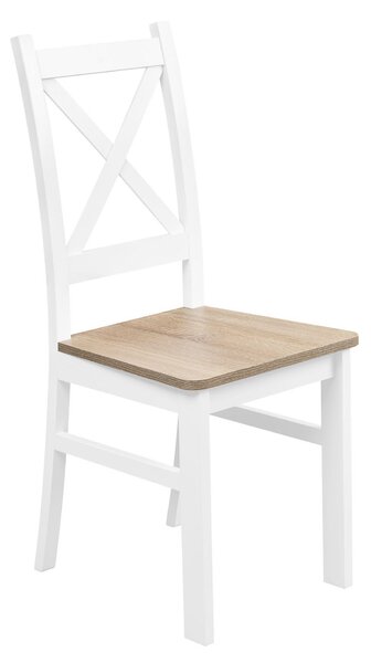 Židle s křížovým opěradlem Bílá/Sonoma dub