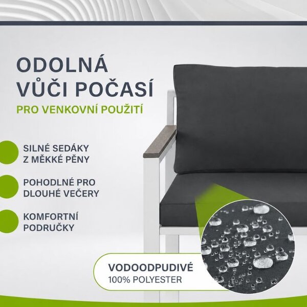 Zahradní lounge sestava se 2 křesly a podnožkami