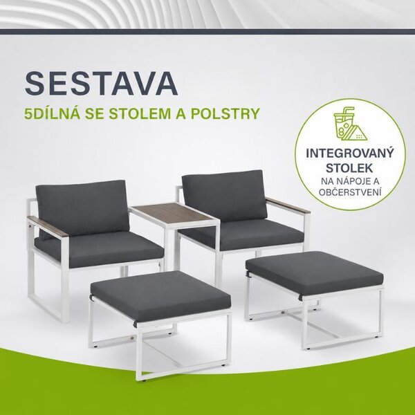Zahradní lounge sestava se 2 křesly a podnožkami