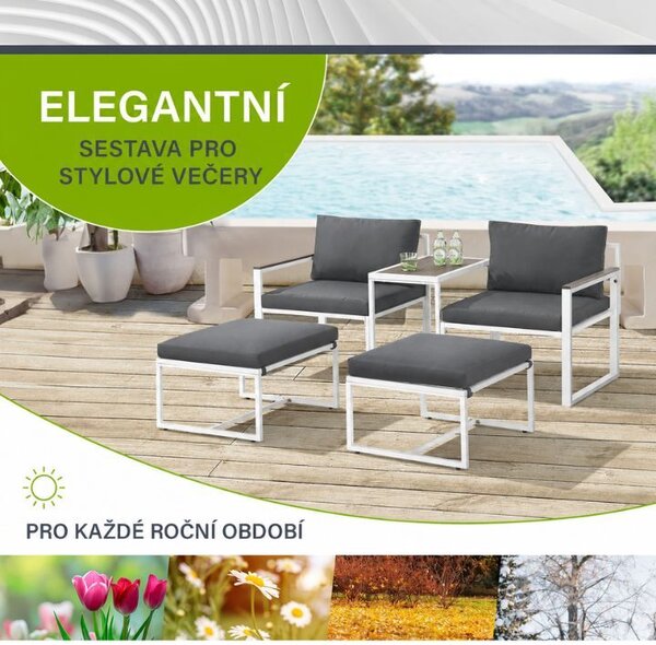 Zahradní lounge sestava se 2 křesly a podnožkami