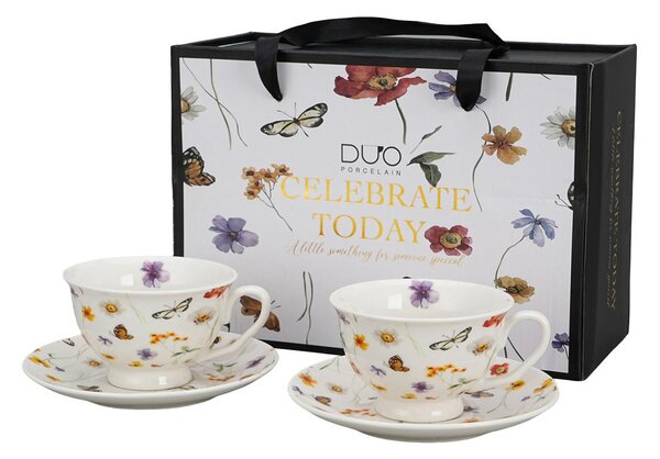 Porcelánový šálek na noze s podšálkem Royal Margaret 250 ml sada 2ks