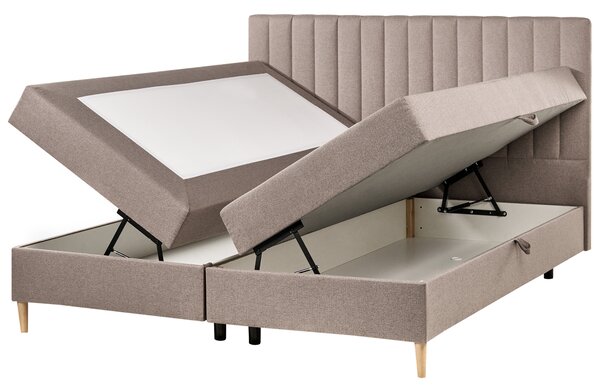 Kontinentální postel s úložným prostorem Tkanina OFFICER 180 x 200 cm Taupe