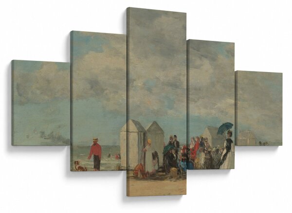 Obraz - Eugène Boudin, Beach Scene, reprodukce (125x70 cm)