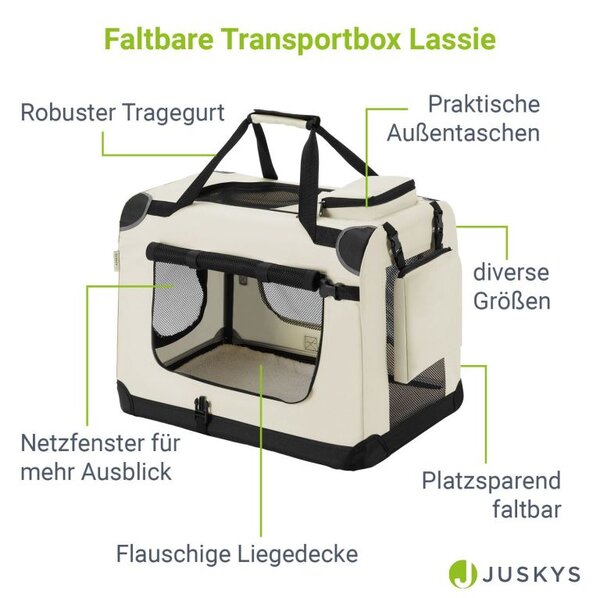 Skládací přepravní box pro psy, béžový, velikost S