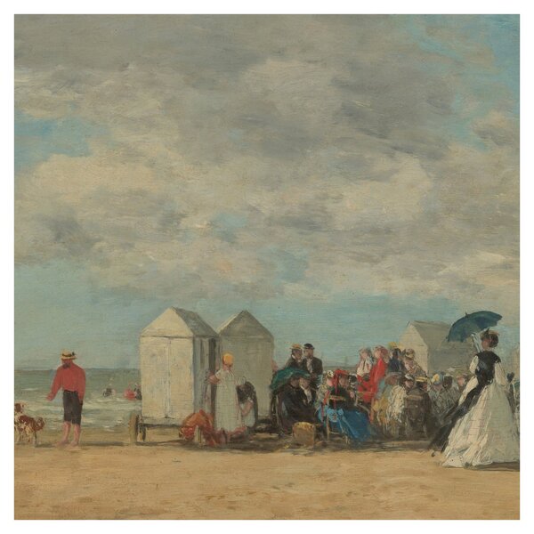 Obraz - Eugène Boudin, Beach Scene, reprodukce (30x30 cm)