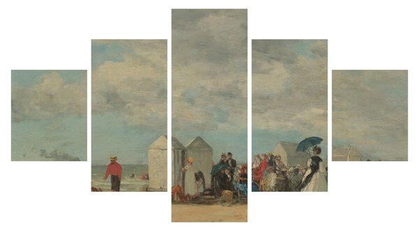 Obraz - Eugène Boudin, Beach Scene, reprodukce (125x70 cm)