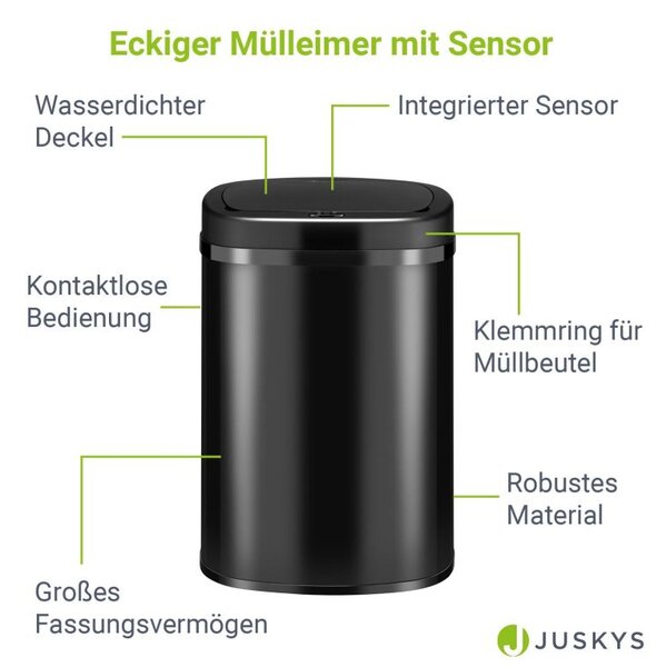 Automatický bezdotykový odpadkový koš 50 l – černý