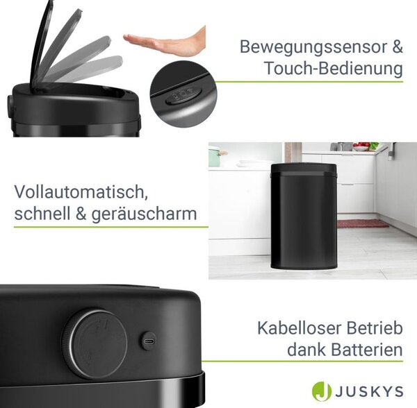Automatický bezdotykový odpadkový koš 50 l – černý