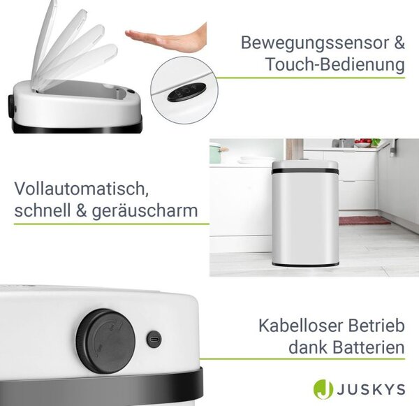 Automatický bezdotykový odpadkový koš 50 l – bílý