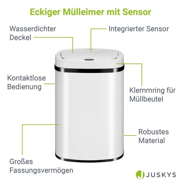 Automatický bezdotykový odpadkový koš 50 l – bílý