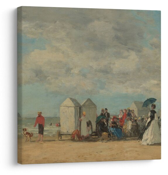 Obraz - Eugène Boudin, Beach Scene, reprodukce (30x30 cm)