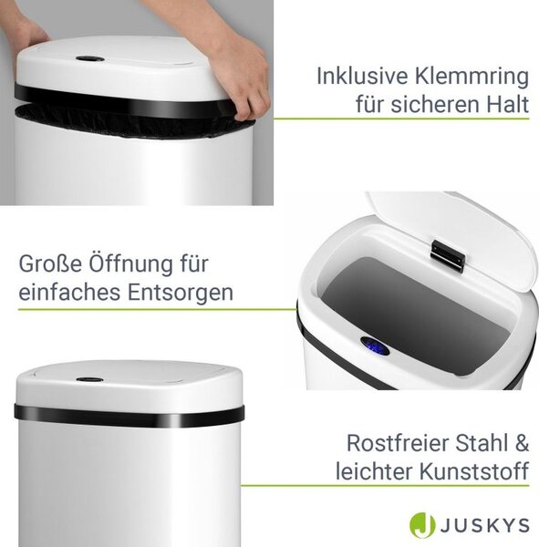Automatický bezdotykový odpadkový koš 50 l – bílý