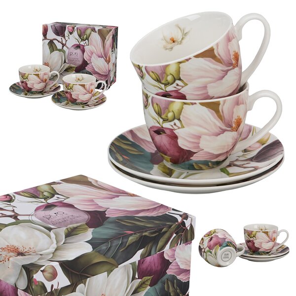 Porcelánový šálek s podšálkem Magnolie 270 ml sada 2ks