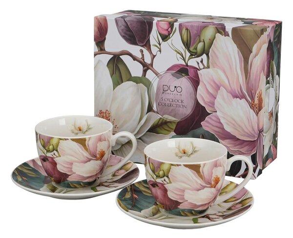 Porcelánový šálek s podšálkem Magnolie 270 ml sada 2ks