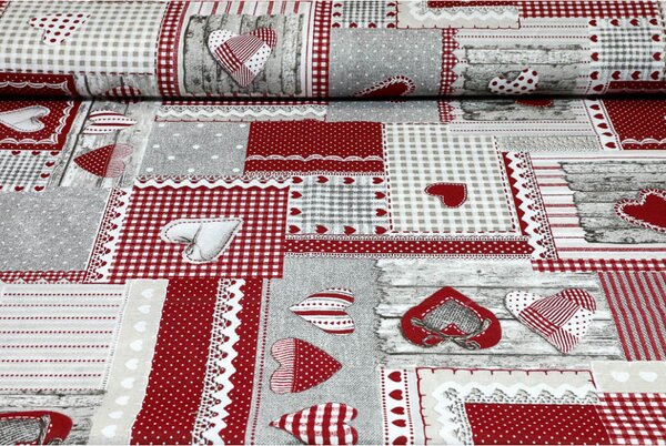 Běhoun na stůl červený patchwork Barva Rudá Rozměry 40x100 cm