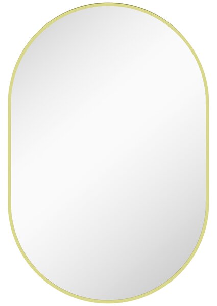 HOMCOM Oválné zrcadlo do koupelny 60x90 cm se zlatým hliníkovým rámem - Dekorativní nástěnné zrcadlo pro obývací pokoj, předsíň a chodbu | Aosom