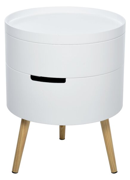 HOMCOM Moderní noční stolek s odnímatelným vrškem a 2 úložnými prostory, dřevěné nohy, do ložnice nebo jako stolek do rohu pohovky Ø38x48,3 cm | Aosom