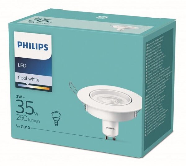 Frame podhledové svítidlo GU10 LED 1x3W 250lm 4000K 9cm kulaté IP20, bílé