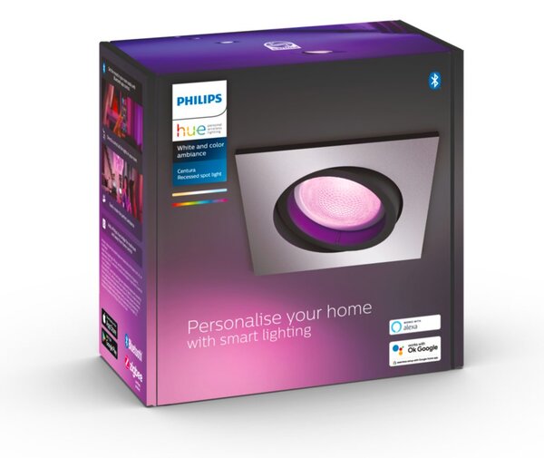 Hue WACA Centura podhledové LED svítidlo GU10 5,7W 350lm 2000-6500K RGB IP20 hranaté, hliník