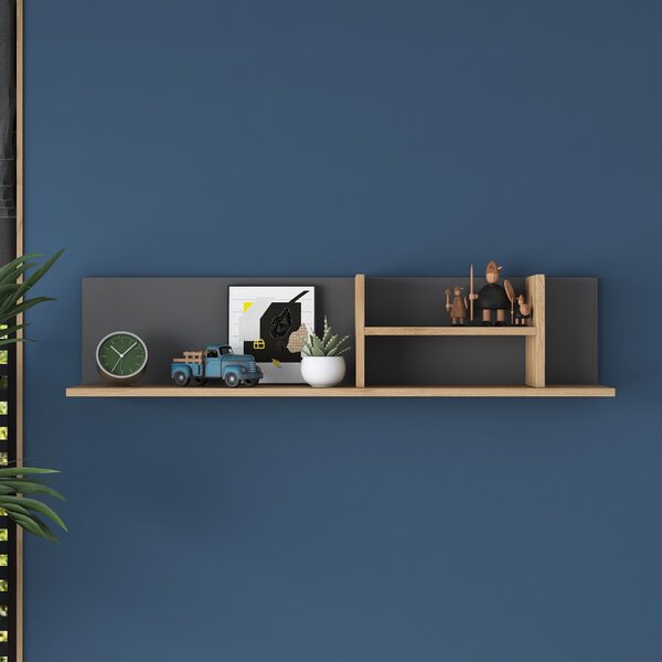 Kalune Design Nástěnná police AE103 antracitová/ořech