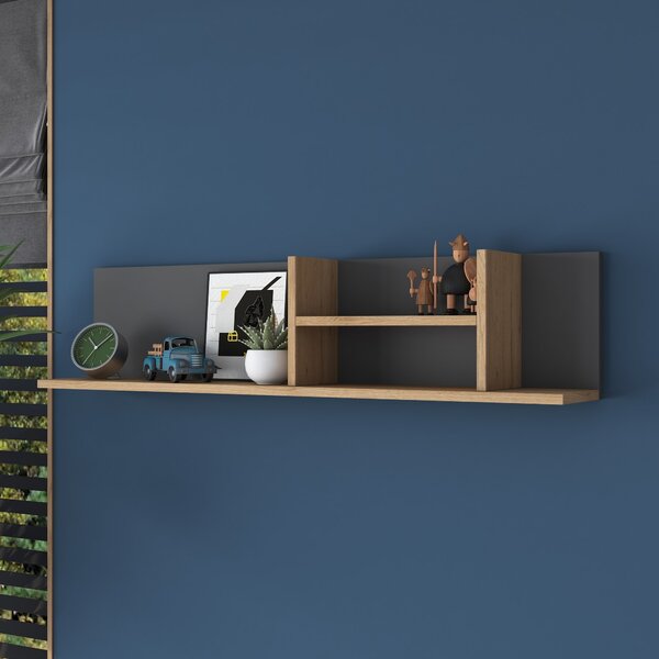 Kalune Design Nástěnná police AE103 antracitová/ořech