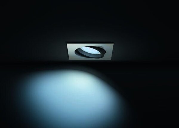 Hue WA Milliskin podhledové LED svítidlo 1x GU10 5,5W 250lm 2200-6500K hranaté IP20, hliníkové