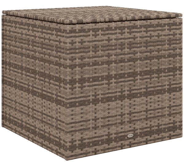 Outsunny Syntetický Ratanový Zahradní Úložný Box 75x75x70 cm s Hydraulickým Pístem a Ocelovým Rámem, Nosnost 50 kg, Khaki | Aosom