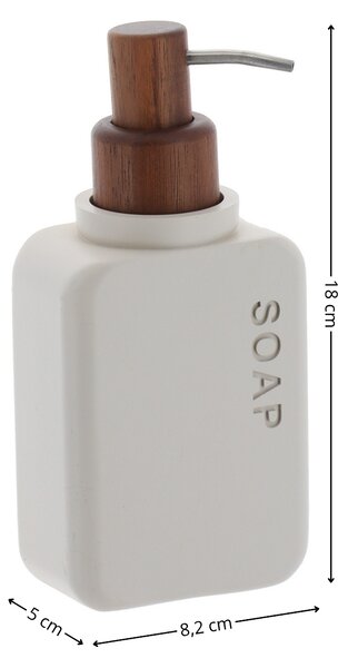Dávkovač mýdla Salva, béžová/s dřevěnými prvky, 300 ml