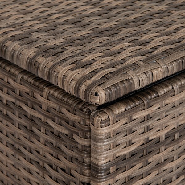 Outsunny Syntetický Ratanový Zahradní Úložný Box 75x75x70 cm s Hydraulickým Pístem a Ocelovým Rámem, Nosnost 50 kg, Khaki | Aosom