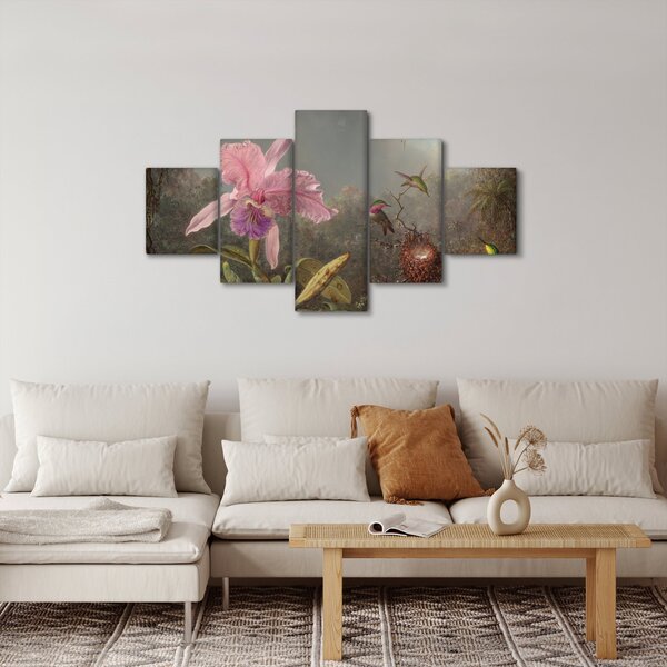 Obraz - Martin Johnson Heade, Cattleya Orchid and Three Hummingbirds, reprodukce (125x70 cm)