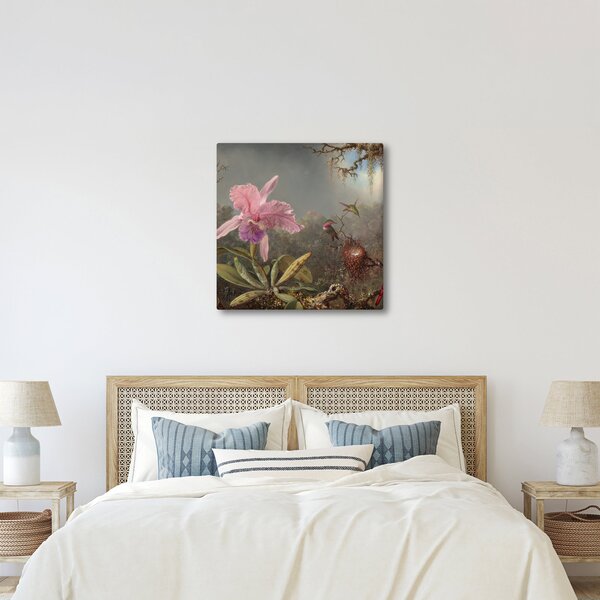 Obraz - Martin Johnson Heade, Cattleya Orchid and Three Hummingbirds, reprodukce (30x30 cm)