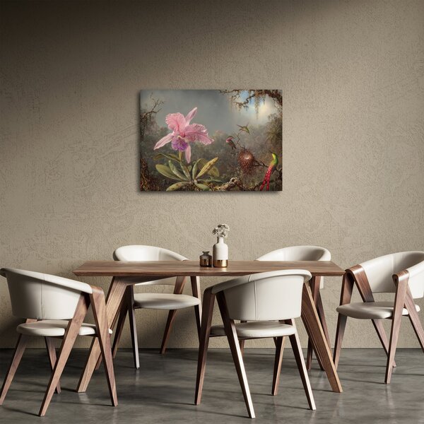 Obraz - Martin Johnson Heade, Cattleya Orchid and Three Hummingbirds, reprodukce (70x50 cm)