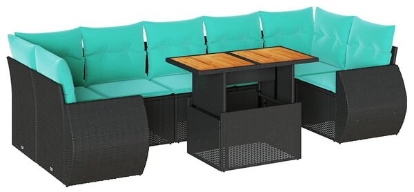 8dílná zahradní sedací souprava s poduškami černá polyratan 3327235