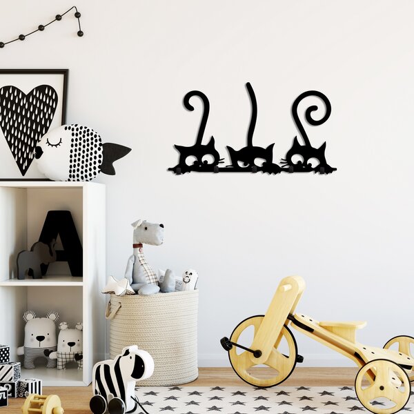 Wallity Nástěnný kovový věšák Cats 60 cm černý
