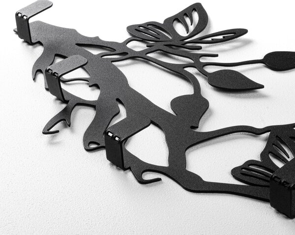 Wallity Nástěnný kovový věšák Butterfly 60 cm černý