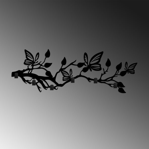 Wallity Nástěnný kovový věšák Butterfly 60 cm černý