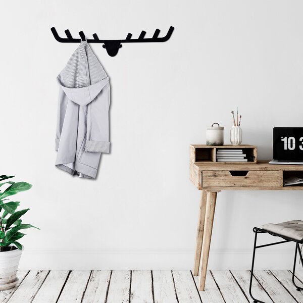 Wallity Nástěnný kovový věšák Antler 66 cm černý