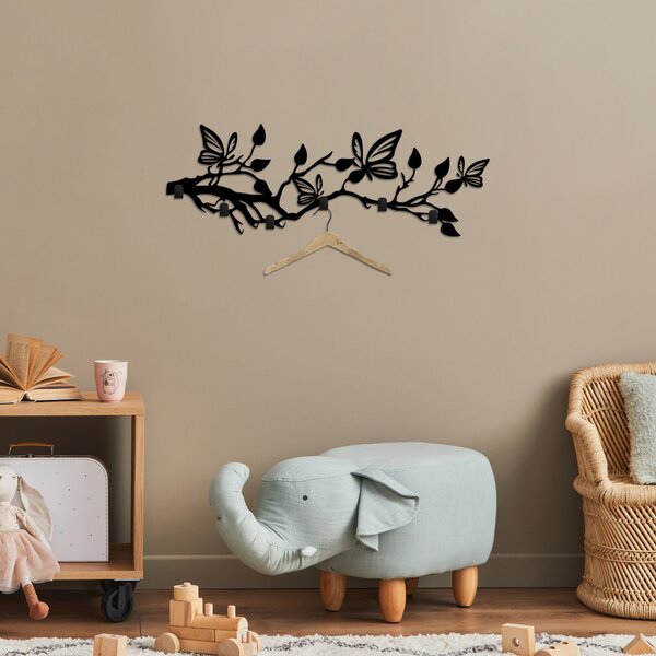 Wallity Nástěnný kovový věšák Butterfly 60 cm černý