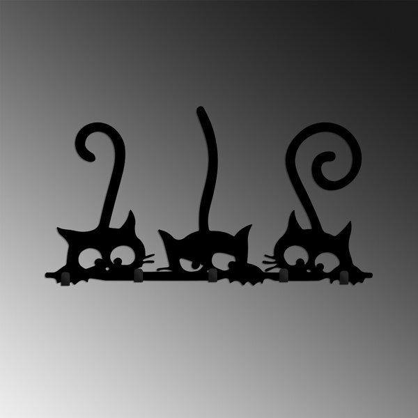 Wallity Nástěnný kovový věšák Cats 60 cm černý